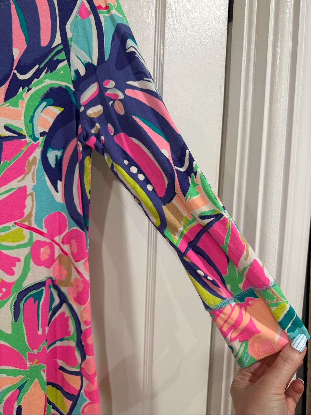Lilly Pulitzer Neon Floral Tunic Dress - Pink & Teal & Navy - Picture 9 of 10